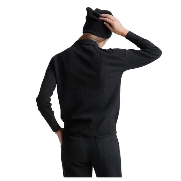 New Quince Women’s Mongolian Cashmere Polo Sweater Size Small Black 3617 - Picture 3 of 12